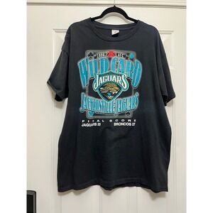 VTG NFL Jacksonville Jaguars 1996 AFC Wildcard Game T Shirt Black Size XL